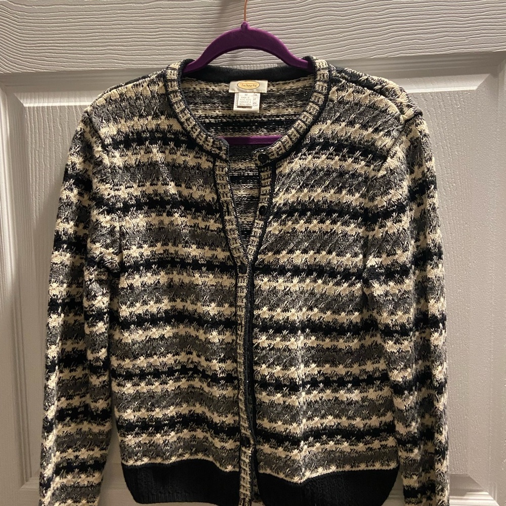Talbots Black and White Knit Sweater